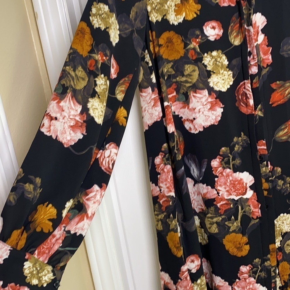 H&M - Black Floral Dress with Long Sleeves Size 2 - Picture 6 of 8